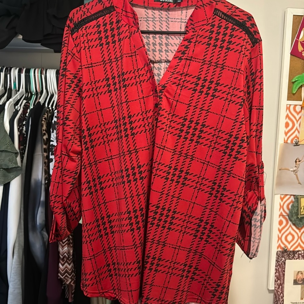 Red and black blouse